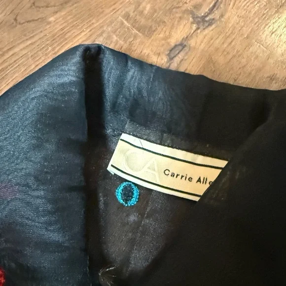 Vintage Carrie Allen Sheer Embroidered Beaded Art Blouse - Picture 4 of 8